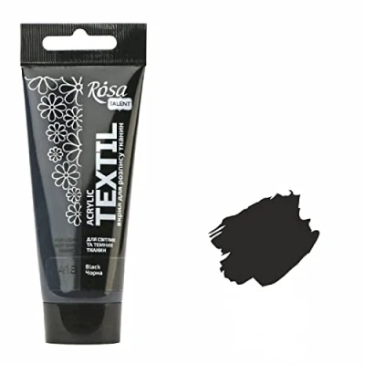 Abbildung von Krevo Art Stoffmalfarben Stofffarben Waschfest Textilfarbe schwarz Acrylfarbe auf Wasserbasis 60ml Tube waschmaschinenfest zum Fixieren Deckend für helle und dunkle Stoffe