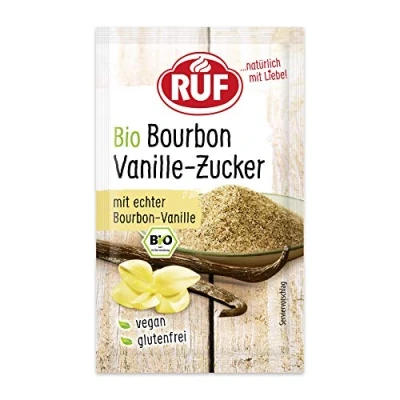 Abbildung von RUF Bio Bourbon Vanille Zucker, natürliches Aroma für Schlagsahne, Quarkspeisen, Milchmix und Gebäck, glutenfrei vegan, 3 x 8g
