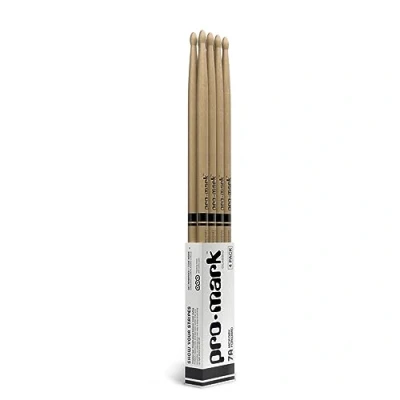 Abbildung von ProMark Drumsticks Schlagzeug Sticks Schlagzeugsticks Klassischer Vorwärts 7A Hickoryholz, Ovale Holzspitze, Buy 3 Paars Get 1 Free