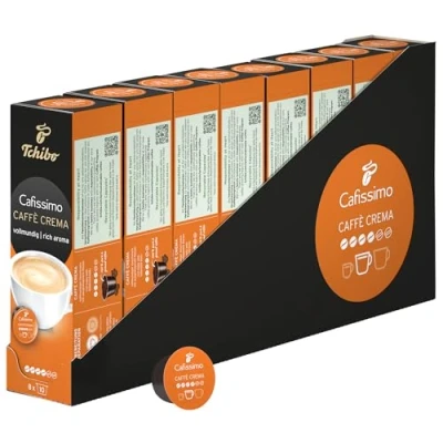 Abbildung von Tchibo Cafissimo Vorratsbox Caffè Crema vollmundig Kaffeekapseln, 80 Stück 8x 10 Kapseln (Kaffee, ausgewogen und vollmundig), nachhaltig &amp; fair gehandelt