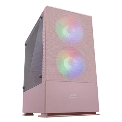 Abbildung von Mars Gaming MCZP, Premium Kompakt PC Gehäuse, MicroATX, Panel + Front Mesh, Pink
