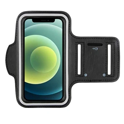 Abbildung von CoverKingz Sportarmband für iPhone 13 Mini / 12 [5,4 Zoll] Armtasche mit Schlüsselfach Oberarm Halterung Sport Laufarmband Handy Armband Schwarz