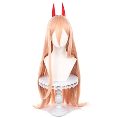Abbildung von HIROAKIYA Power Wig, Chainsaw Man Cosplay Wig with Clip Horns, Cap
