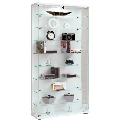 Abbildung von VCM Holz Glas Vitrine Sammelvitrine Glasvitrine Schaukasten Standvitrine Stelas L Weiß