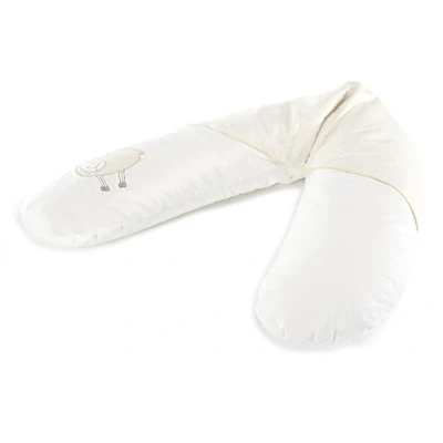 Abbildung von Theraline Ersatzbezug für Das Original Schwangerschaftskissen &amp; Stillkissen, Stillkissen Bezug 190 cm mit Applikation, aus 100% Baumwolle, Farbe: Schaf Beige