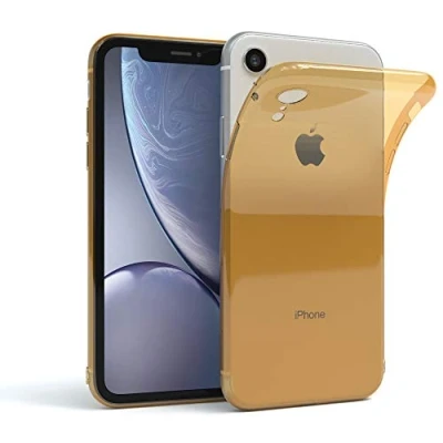 Abbildung von EAZY CASE Hülle kompatibel mit iPhone XR Schutzhülle Silikon, Ultra dünn, Slimcover, Handyhülle, Silikonhülle, Backcover, Durchsichtig, Klar Gold