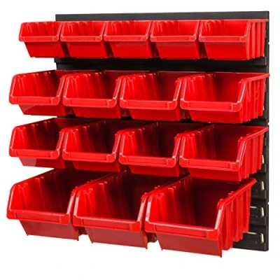 Abbildung von PAFEN Lagersystem 386 x 390 mm Stapelboxen Wandregal Box Sichtlagerkästen Schüttenregal 16 Boxen