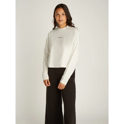 Abbildung von Calvin Klein Jeans Monologo TEE Langarmshirt, Damen, Größe: Large, Ivory