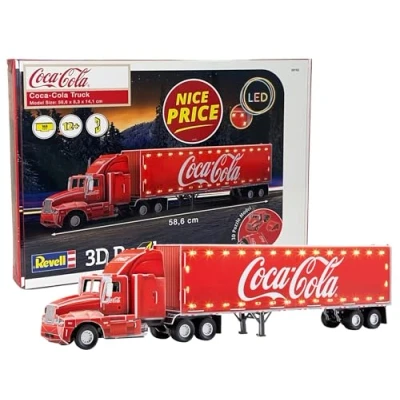 Abbildung von Revell 3D Puzzle 00152 Coca Cola Weihnachtstruck mit LED Beleuchtung Welt in entdecken, Bastelspass für Jung und Alt, Rot