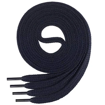 Abbildung von Di Ficchiano 1Paar flache SCHNÜRSENKEL aus 100% Baumwolle für Sneaker Sportschuhe sehr reißfest ca. 7 mm breit Schuhbänder dunkelblaue Schuhriemen Farbe: darkblue 100cm