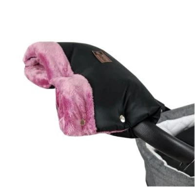 Abbildung von Handmuff für Kinderwagen Große Muff Handwärmer mit Kunstfell Handschuhe Buggy Kinderwagenmuff (MD1 Rosa)