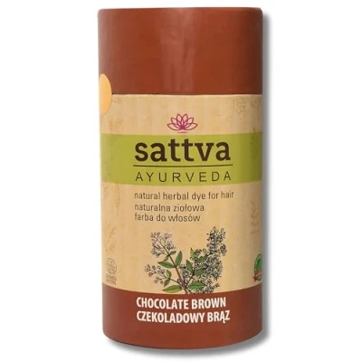 Abbildung von Sattva Natürliche Haarfarbe Schokoladenbraun Henna Braun für Allergiker Bio Pflanzenhaarfarbe Naturhaarfarbe, Volumen und Glanz Doppelte Portion ECOCERT