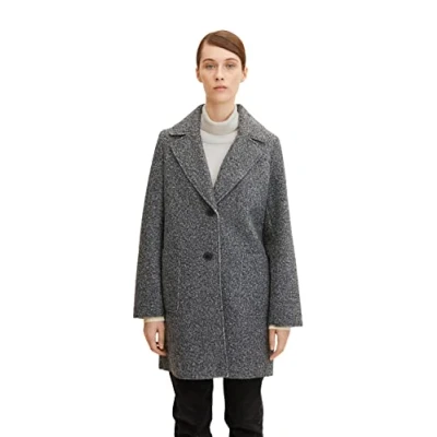 Abbildung von TOM TAILOR Damen Basic Boucle Mantel 1033903, 30281 Evident Anthracite Melange, M