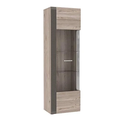 Abbildung von FORTE Locarno Vitrine mit 1 Glastür, Holzwerkstoff, Nelson Eiche kombiniert Grau Matt, 60,2 x 196,9 41,1 cm