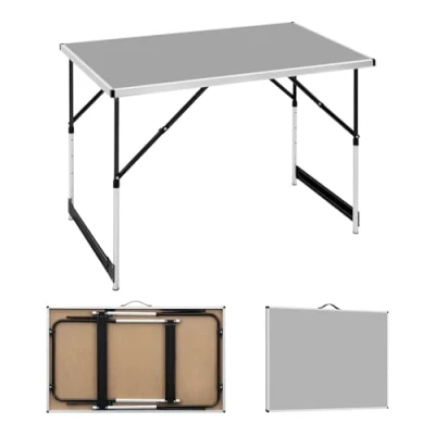 Abbildung von WOLTU® Campingtisch Klapptisch Gartentisch Arbeitstisch Balkontisch höhenverstellbar Aluminium Stahl MDF Grau CPT8121gr