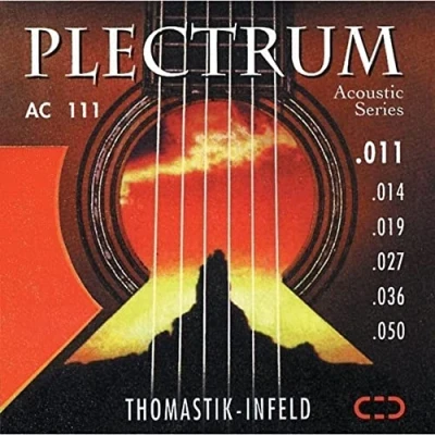 Abbildung von Thomastik Einzelsaite A .016 Bronze mit Seideneinlage, umsponnen, flatwound AC516 für Akustikgitarre Plectrum Acoustic Series Satz AC211 (12 string set)