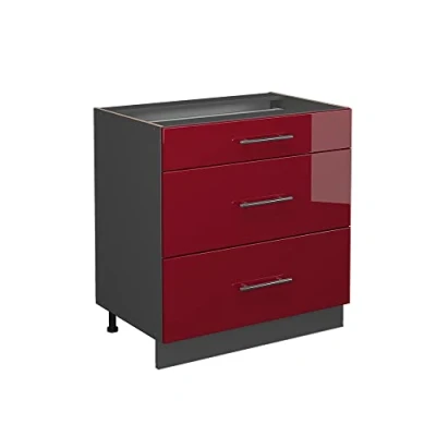 Abbildung von Vicco Unterschrank Fame Line Bordeaux Hochglanz/Anthrazit, 80cm ohne Arbeitsplatte