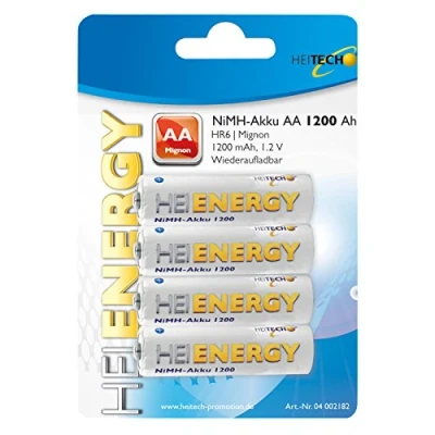 Abbildung von HEITECH 4er Pack NIMH Akku, Mingnon/AA / HR06 1200 mAh Wiederaufladbar Batterie, (4 St)