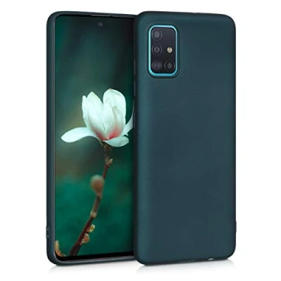 Abbildung von kwmobile Case kompatibel mit Samsung Galaxy A51 Hülle Schutzhülle aus Silikon metallisch schimmernd Handyhülle Metallic Petrol