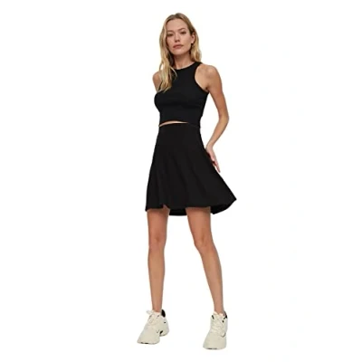 Abbildung von TRENDYOL Damen Basic Gestrickter Rock Skirt, Schwarz, L EU