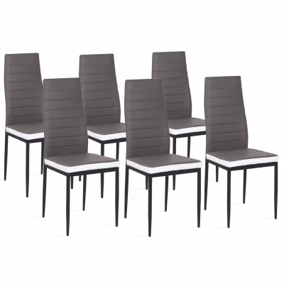 Abbildung von IDMarket 6 Stühle Romane, Grau, mit weißem Band für Esszimmer