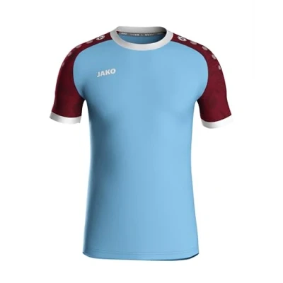 Abbildung von JAKO ICONIC Trikot Kinder Lightblue, Weinrot, Gr. 128 Nachhaltiges Sport Shirt kurzarm aus 100% recyceltem Polyester, Feuchtigkeitstransportierend