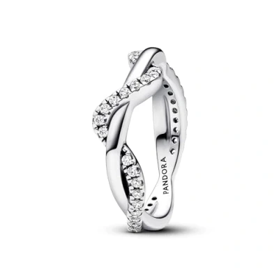 Abbildung von PANDORA Timeless Funkelnde Verschlungene Welle Ring aus Sterling Silber mit Cubic Zirkonia, Größe 54, 193098C01 54