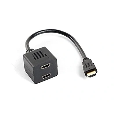 Abbildung von Lanberg AD 0019 BK HDMI A Stecker auf 2X Buchse (1.4)&quot; Adapter Splitter mit Kabel, 20 cm schwarz