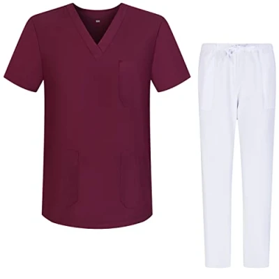 Abbildung von MISEMIYA Unisex Schrubb Set Medizinische Uniform mit Oberteil und Hose Ref.G713 6802 Large, Granat 68