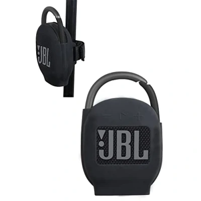 Abbildung von Hermitshell Silicone Sleeve is Suitable for JBL Clip 5 /JBL 4 Wasserfester, tragbarer Lautsprecher(Schwarz)(Nur Silikonabdeckung)