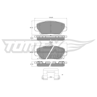 Abbildung von TOMEX brakes TX 60 67 Bremsbelagsatz Vorderachse mit akustischer Verschleißwarnung KIA: Picanto III (JA) 1.0, 1.2, 1.0 T GDi, LPG, 1.2 MPI 2017