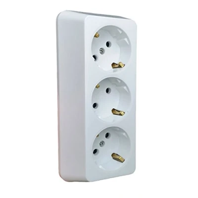 Abbildung von NEU 3 fach Aufputz Steckdose Hergestellt im EU Mehrachstecker Steckdosenleiste 4 Steckdosen Koppler Ohne Kabel (3 Fach, Weiß)