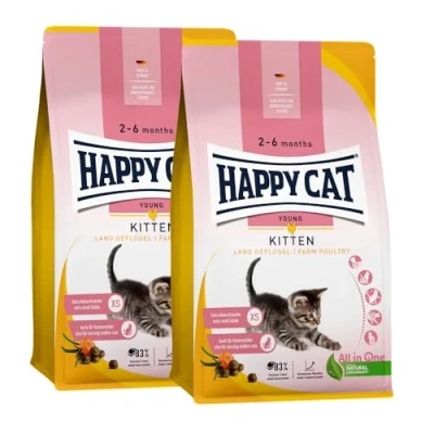 Abbildung von Happy Cat Young Kitten Land Geflügel M Trockenfutter für Katzen Babys ab der 5. Lebenswoche 2X 4kg