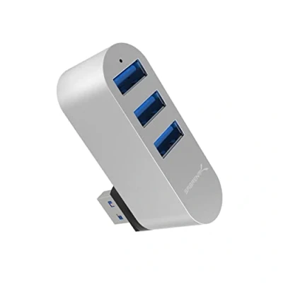 Abbildung von SABRENT USB hub 3.0, Adapter, drehbar Verteiler, Aluminum mehrfach verlängerung, für PS4/PS5, Gaming PC, Laptop, Stick, drucker, Keyboard, MacBook, und mehr (HB R3MC)