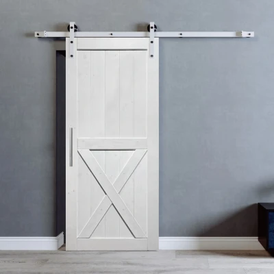 Abbildung von HOME DELUXE Schiebetür Holzschiebetür SHIVA Größenauswahl (Komplettset, inkl. Laufschiene, Rollen &amp; Türstopper), Holztür, Schiebetürsystem aus Kiefernholz