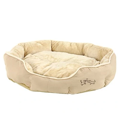 Abbildung von Dehner Lieblinge Hundebett und Katzenbett Sammy, oval, ca. 90 x 80 14 cm, Polyester, beige