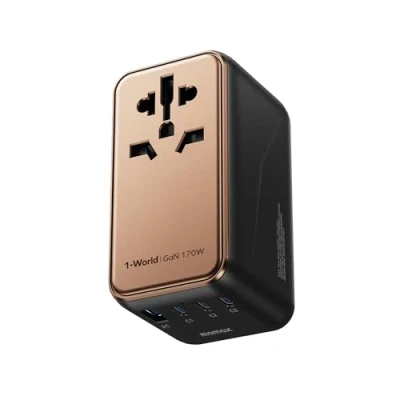 Abbildung von MOMAX Reiseadapter Weltweit, 170W GaN International Universal Adapter 3 USB C 1 A, Travel Adapter, Internationaler Stromadapter für die meisten Europa, UK, USA, Japan, AU
