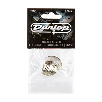 Abbildung von Jim Dunlop Finger und Daumenplektren, Nickel, silberfarben, Stärke 013 (33P013) 5 .0225