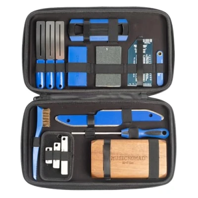 Abbildung von MusicNomad Premium Guitar Tech Bundwerkzeug Set, 18 teilig, zum Nivellieren, Krähen, Abschrägen, Polieren (MN880)