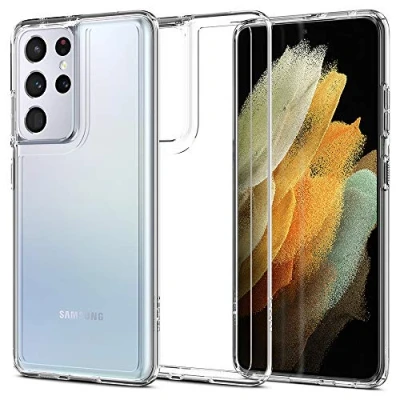 Abbildung von Samsung Galaxy S21 Ultra Hülle Kunststoff Spigen Hard Case/Backcover Handyhülle Transparent Shockproof/Stoßfest