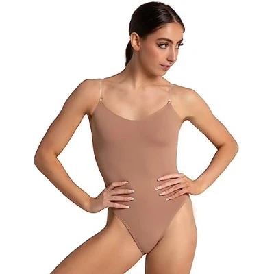 Abbildung von Capezio Damen Camisole Leotard with Clear Transition Straps Shapewear Bodysuit, Suntan, XL