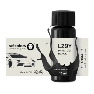 Abbildung von SD COLORS Phantom Black LZ9Y Lackreparaturfarbe, 15 ML, mit Pinsel, Farbcode Schwarz