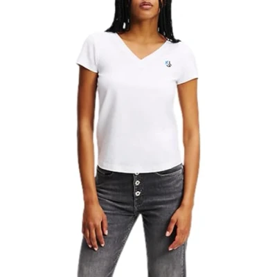 Abbildung von Karl Lagerfeld Jeans Vneck Tshirt basic, Damen, Größe: Medium, White