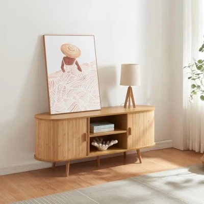 Abbildung von en.casa Sideboard, »Nordkapp« mit 2 Türen 140 x 40 56 cm Holz Bambus