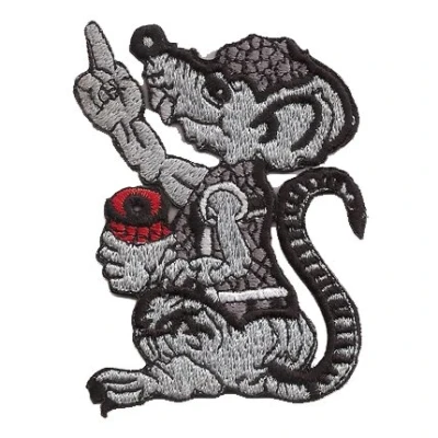 Abbildung von Patch Rat Biker Rocker Ratte Old School Motorrad Heavy Metal Aufnäher Abzeichen