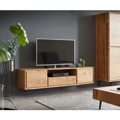 Abbildung von Lowboard Shari 160 cm Akazie Natur 2 Türen 1 Schublade Fach schwebend