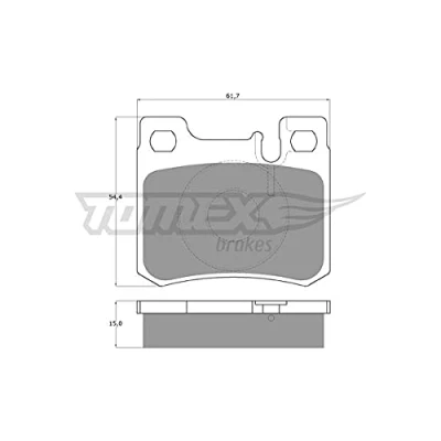 Abbildung von TOMEX brakes TX 12 30 Bremsbelagsatz Hinterachse für Verschleißwarnanzeiger vorbereitet MERCEDES BENZ: 190, C Klasse Limousine, W124 Limousine