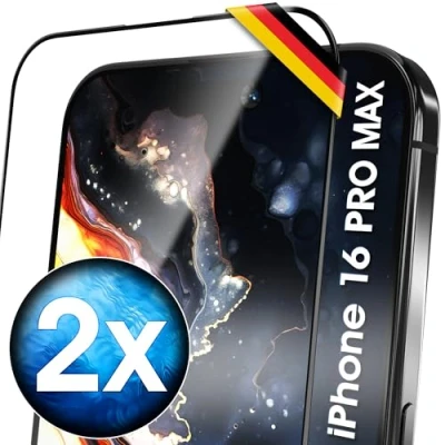 Abbildung von UTECTION 2X Full Screen Schutzglas für iPhone 16 PRO MAX 6.9&quot; &gt; Perfekte Größe Kinderleichte Anbringung Ultra Robust und langlebig Hier kaufen Sie Qualität Nicht doppelt
