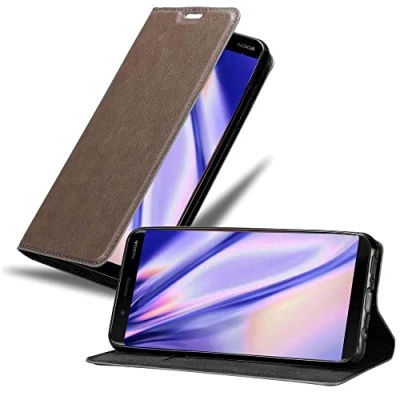Abbildung von Cadorabo Hülle kompatibel mit Nokia 8 Sirocco aus Premium Kunst Leder Flip Klappbare Stoßfeste Magnetische [Standfunktion] [Kartenfächern] Cover für Tasche in Braun