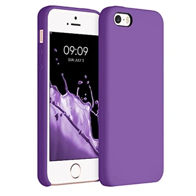 Abbildung von kwmobile Hülle kompatibel mit Apple iPhone SE (1.Gen 2016) / 5 5S Silikon Handy Case Handyhülle weiche Oberfläche kabelloses Laden Orchidee Lila